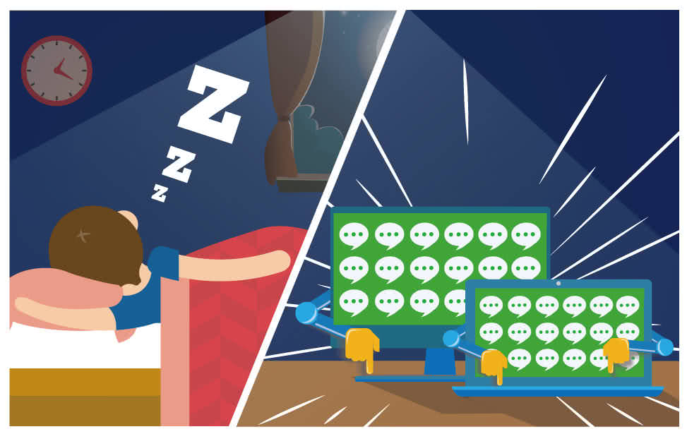 夜深，你就寢了，所有電腦都不睡覺持續幫你傳送訊息